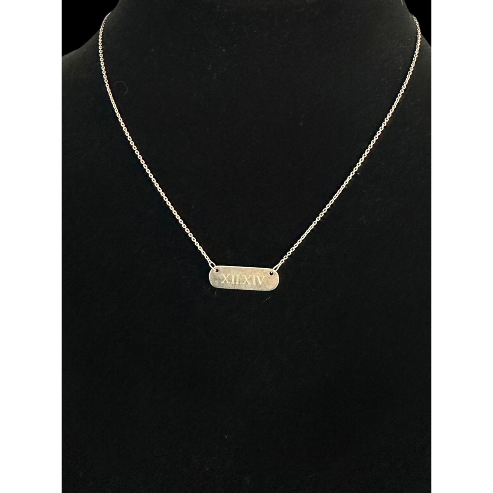 Stella & Dot Bar Necklace Women OS Silver  Roman Numeral 925 Sterling